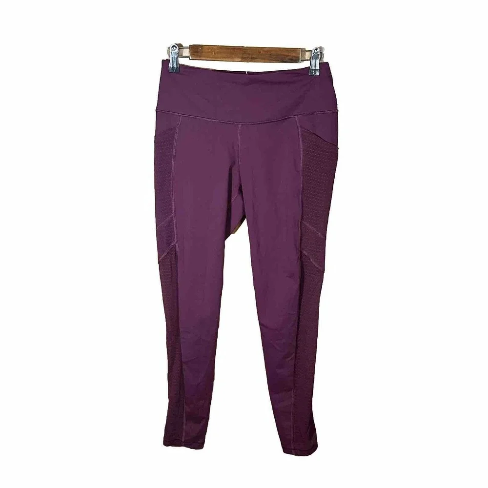 Victoria‎ Sport Burgendy Mesh Leg Workout Leggings women's size medium